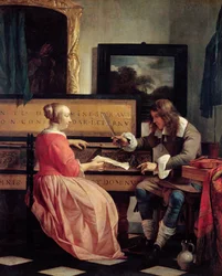 A Man and a Woman Seated by a Virginal, c. 1665